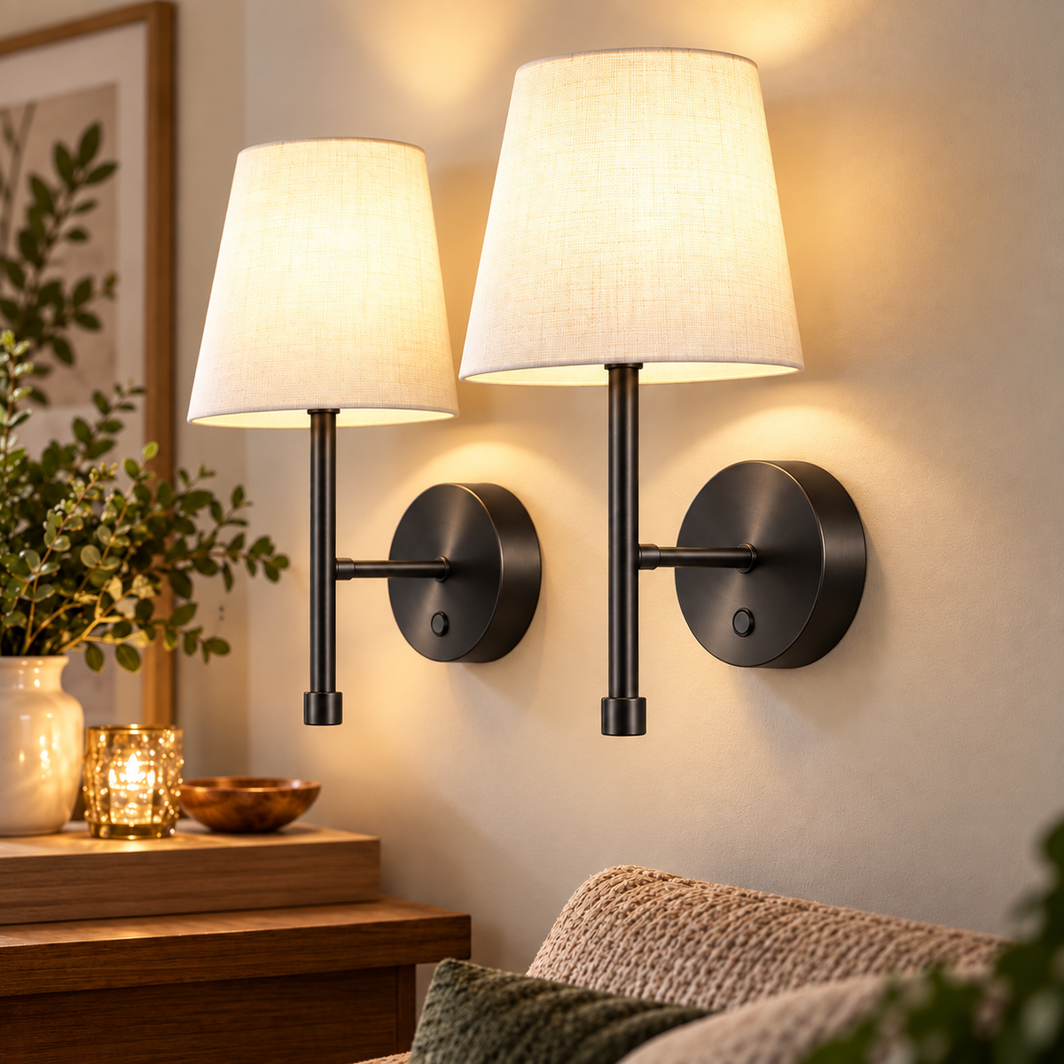 Appliques murales rechargeables noire – Lot de 2