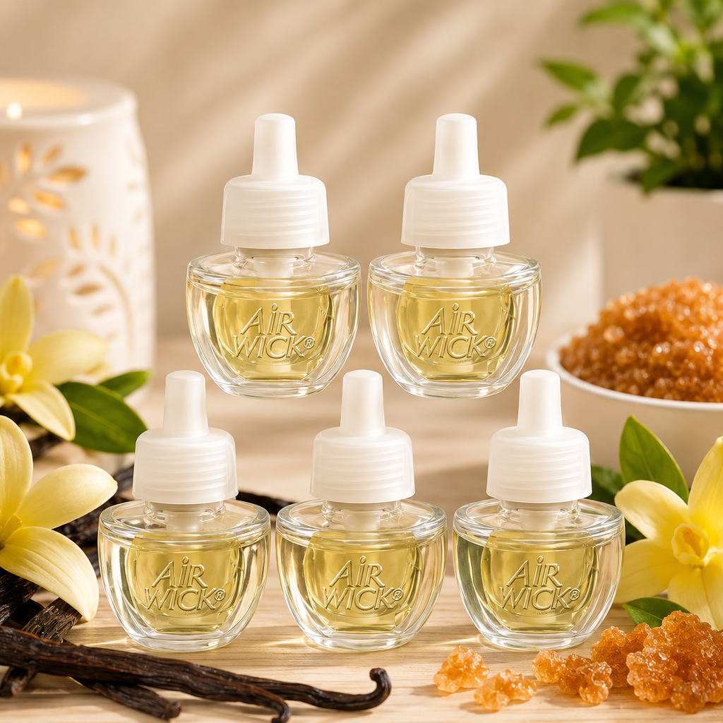Recharges Air Wick Essential Oils – Cassonade & Vanille Lot de 5