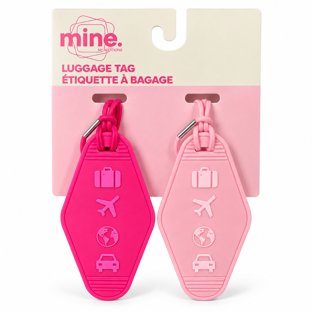 Ensemble de 2 étiquettes à bagage roses