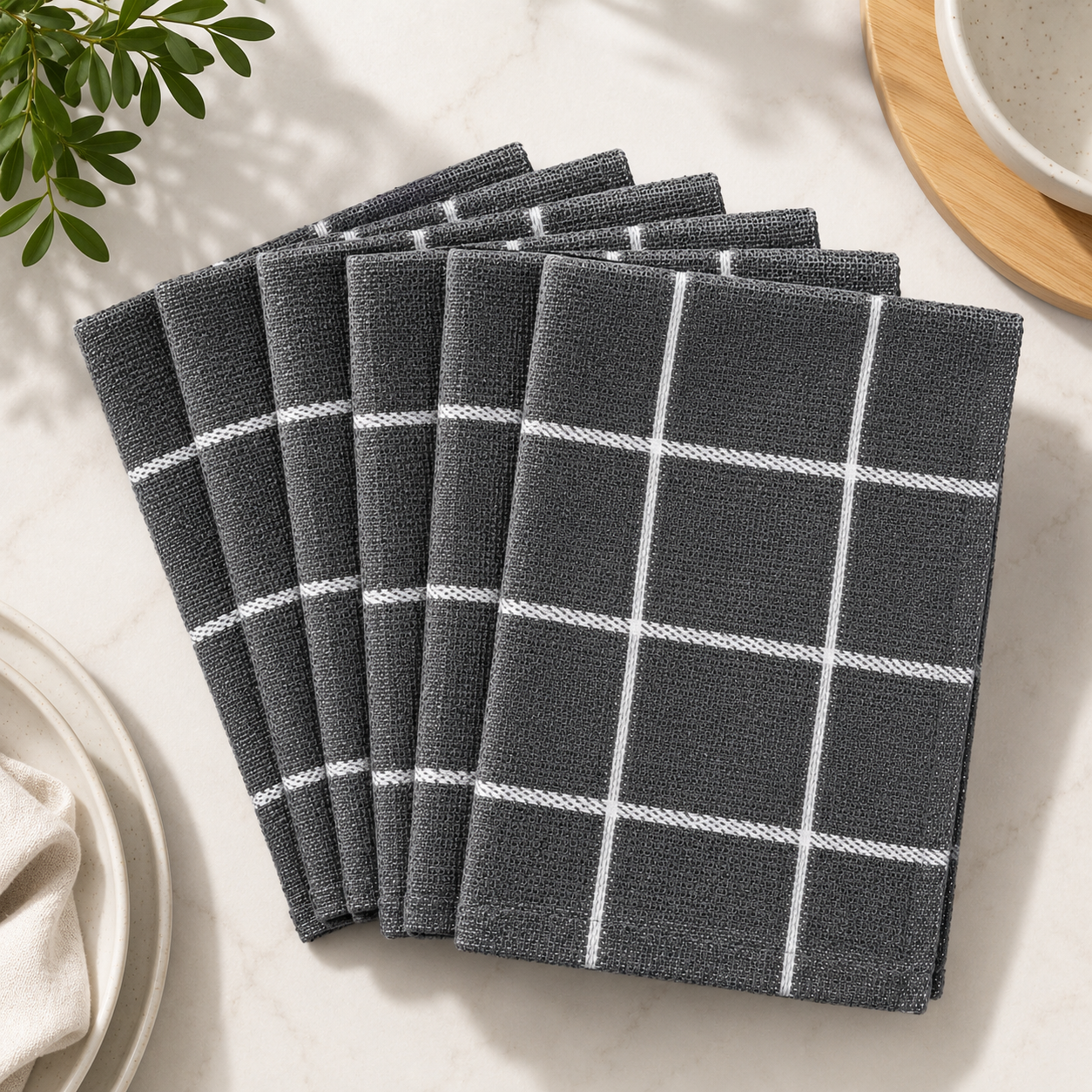 Lot de 6 lavettes en ratine S&CO – Gris