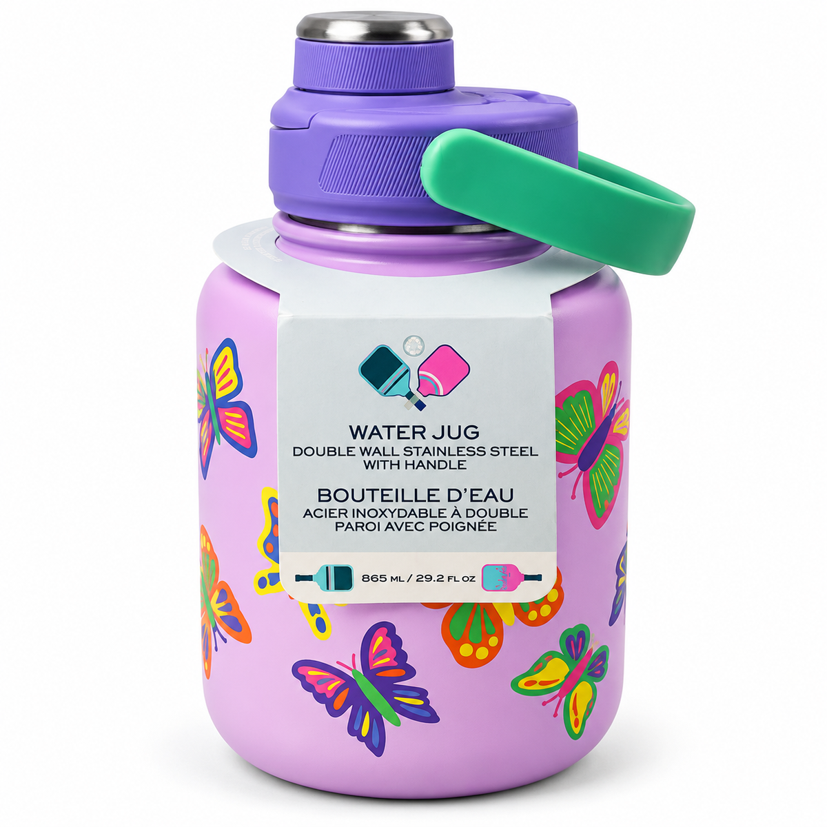 Gourde isotherme en acier inoxydable - Motif papillons