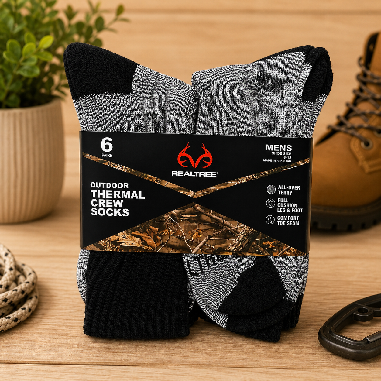 Chaussettes thermiques Realtree pour homme - Lot de 6 paires