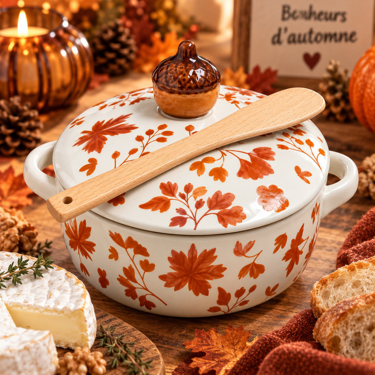Cuiseur à brie en céramique motif automnal