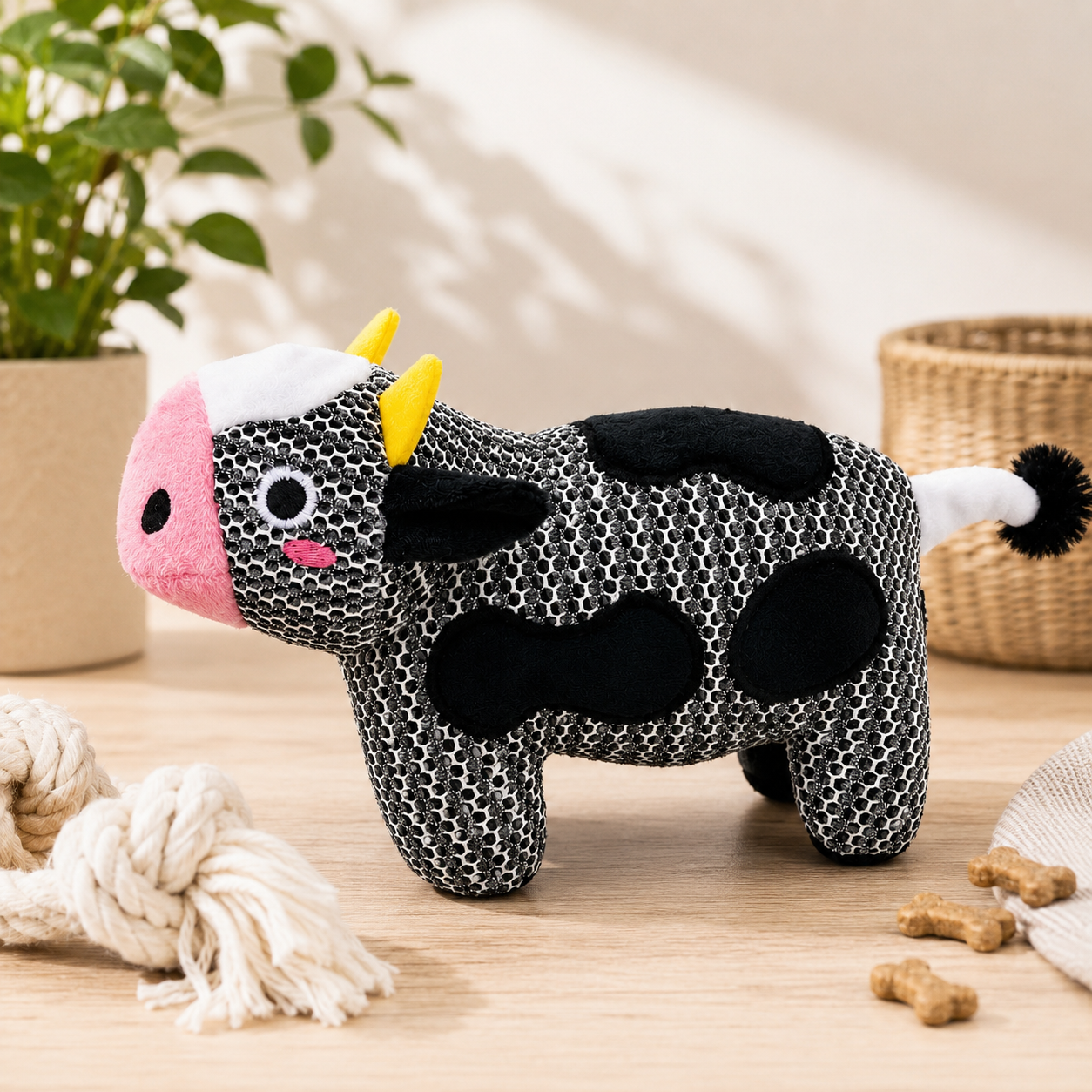 Jouet pour chien – Vache en peluche 3D Air Mesh
