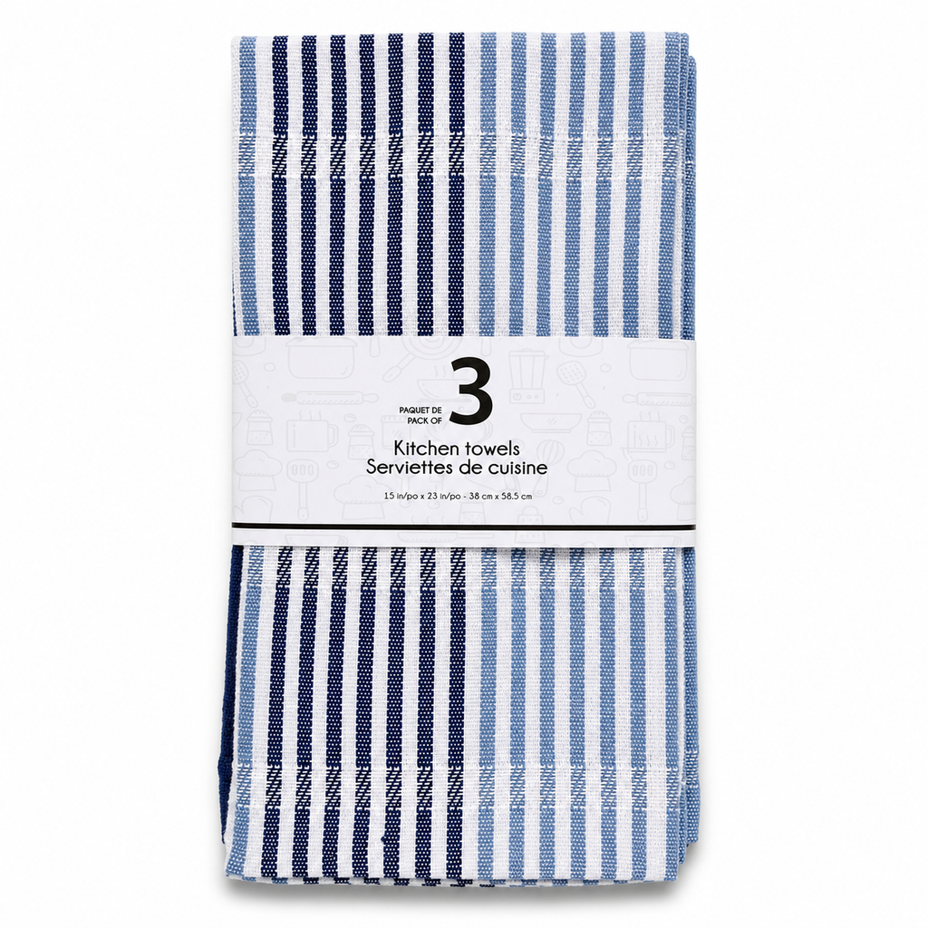 Serviettes de cuisine à rayures - Lot de 3