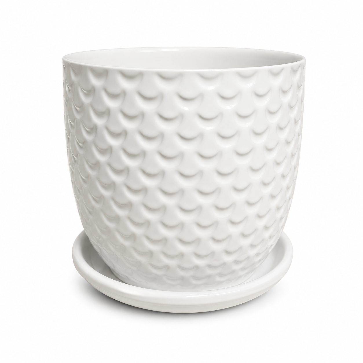 Pot de fleurs décoratif en céramique – Relief écaille