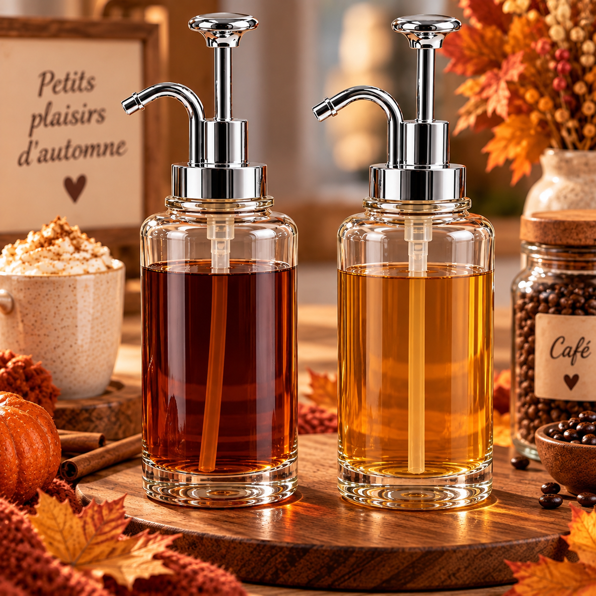 Distributeurs de sirop pour café en verre – Lot de 2