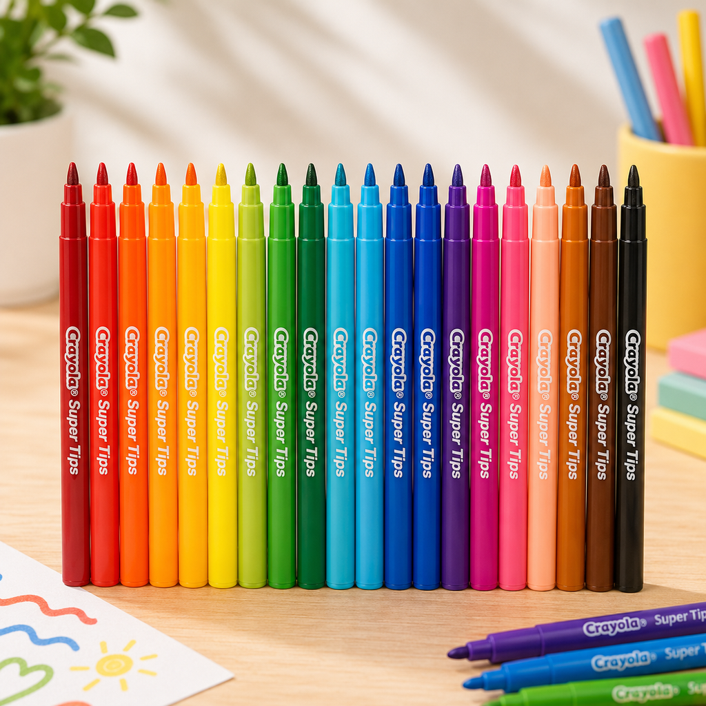 Boîte de 20 couleurs marqueurs lavables Crayola Super Tips