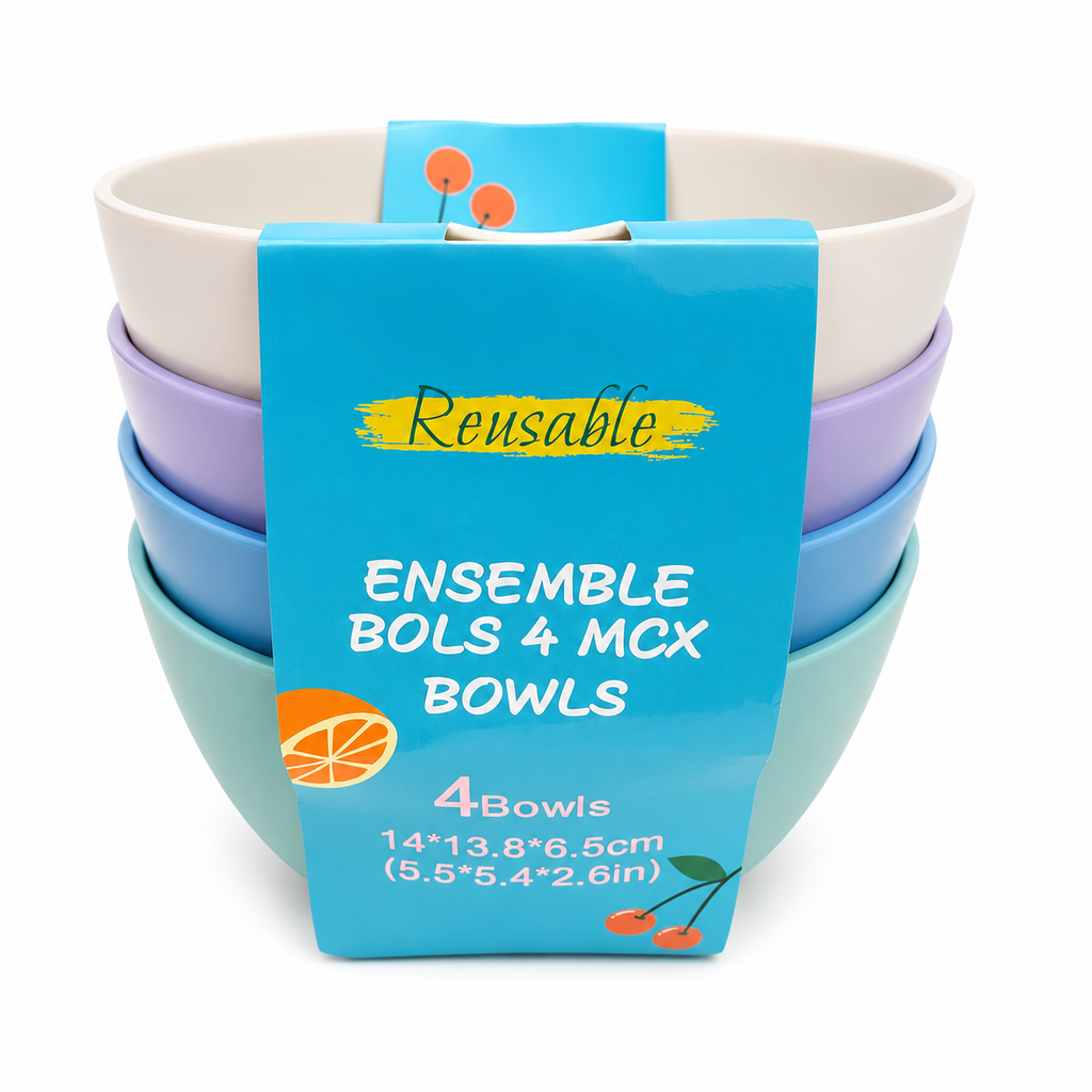 Ensemble de vaisselle réutilisable multicolore
