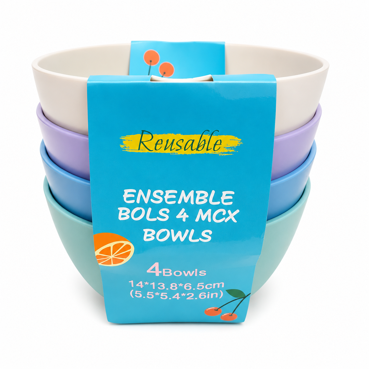 Ensemble de vaisselle réutilisable multicolore
