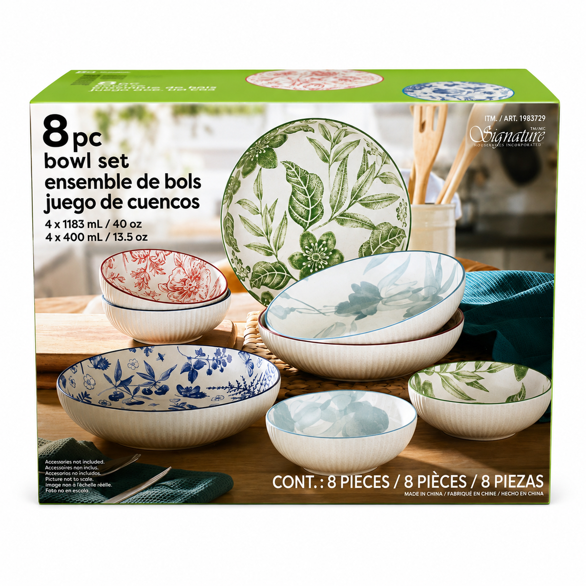 Bols en céramique à motifs floraux - Lot de 8