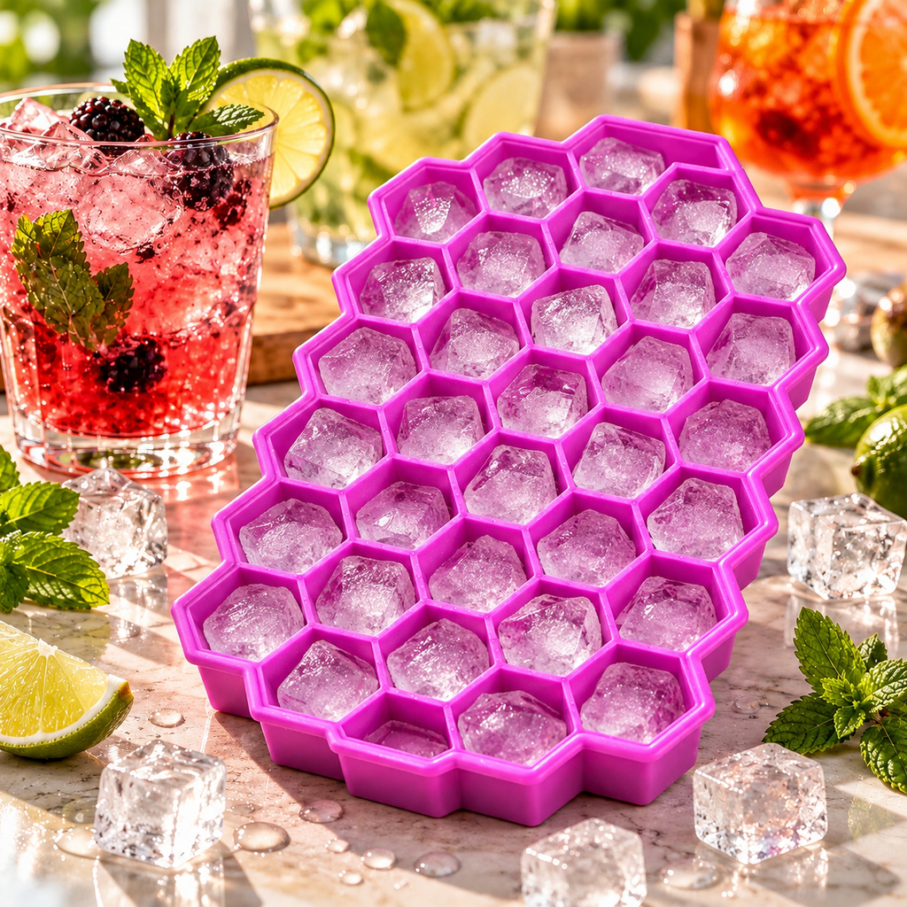 Bacs à glaçons mauve en silicone – 37 glaçons par bac lot de 2