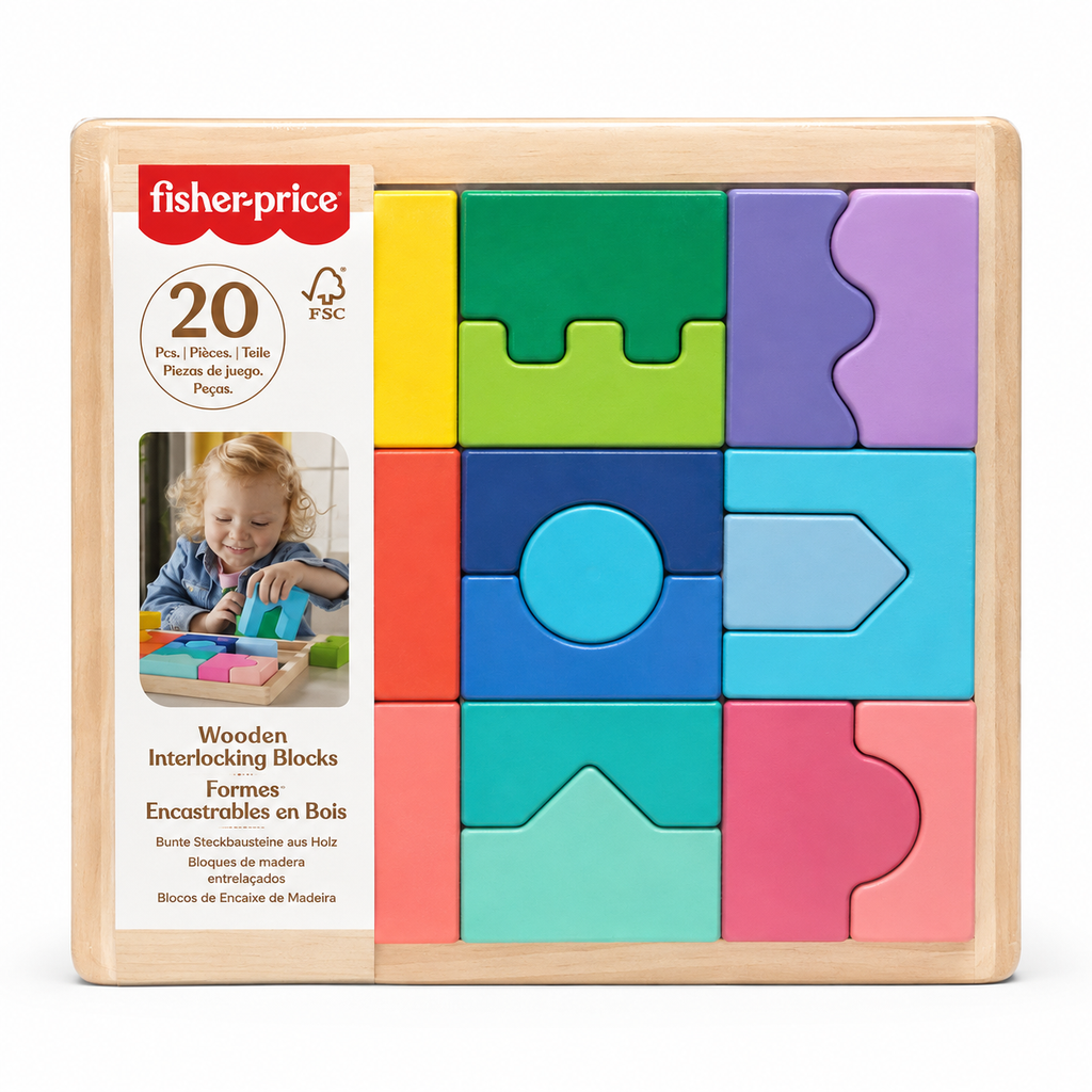 Fisher-Price – Blocs encastrables en bois 20 pièces
