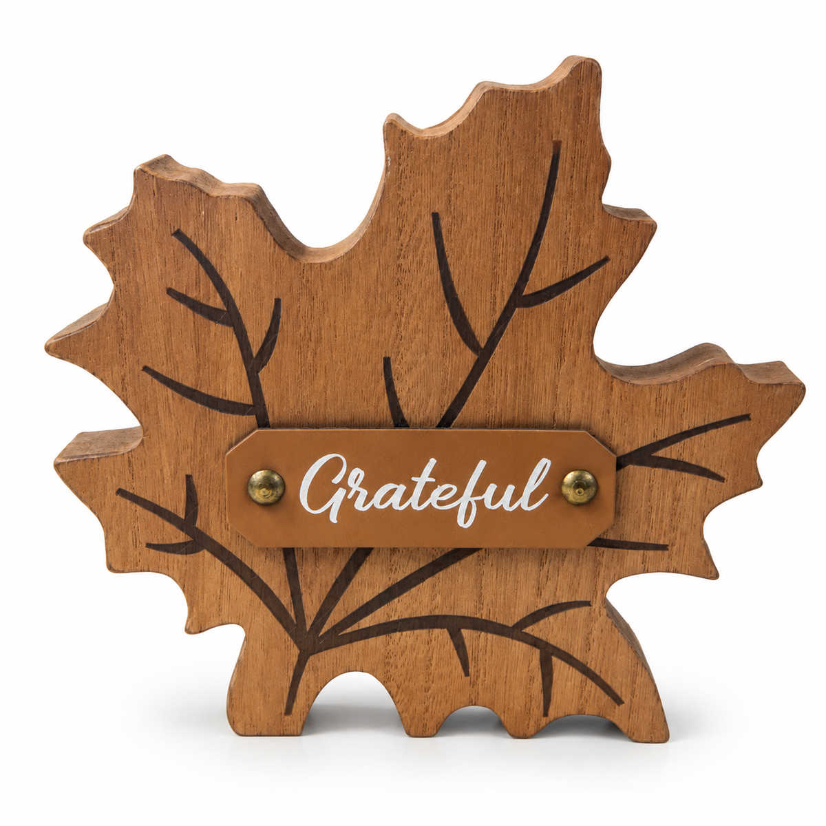 Décoration en bois « Grateful » – Feuille d’automne