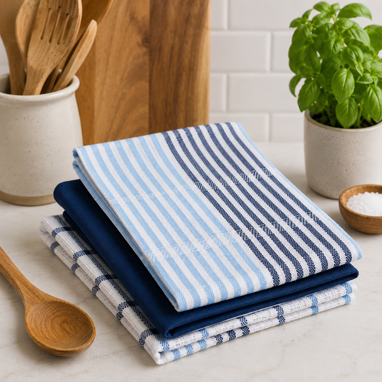 Serviettes de cuisine à rayures - Lot de 3