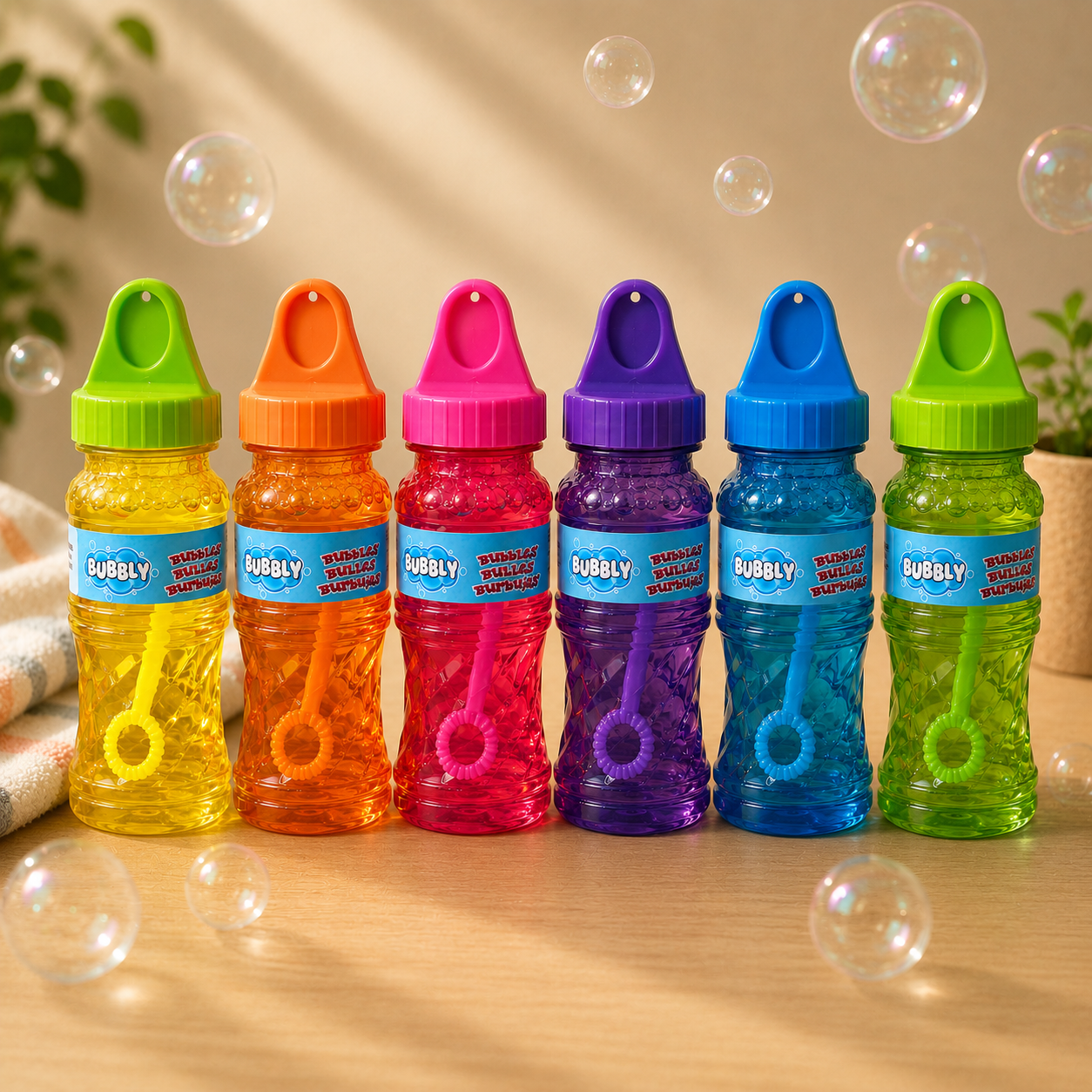 flacons de solution à bulles avec souffleur intégré - Lot de 6