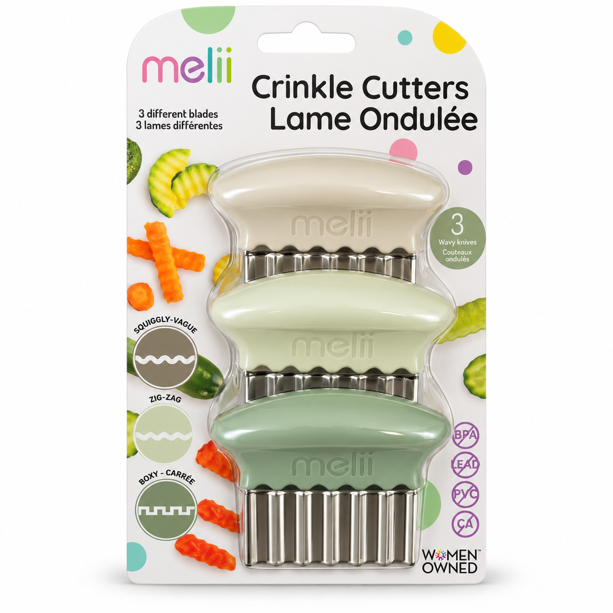 Coupeurs d’aliments à lame ondulée – Lot de 3