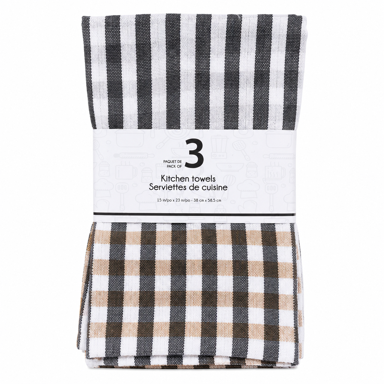 Serviettes de cuisine à rayures - Lot de 3