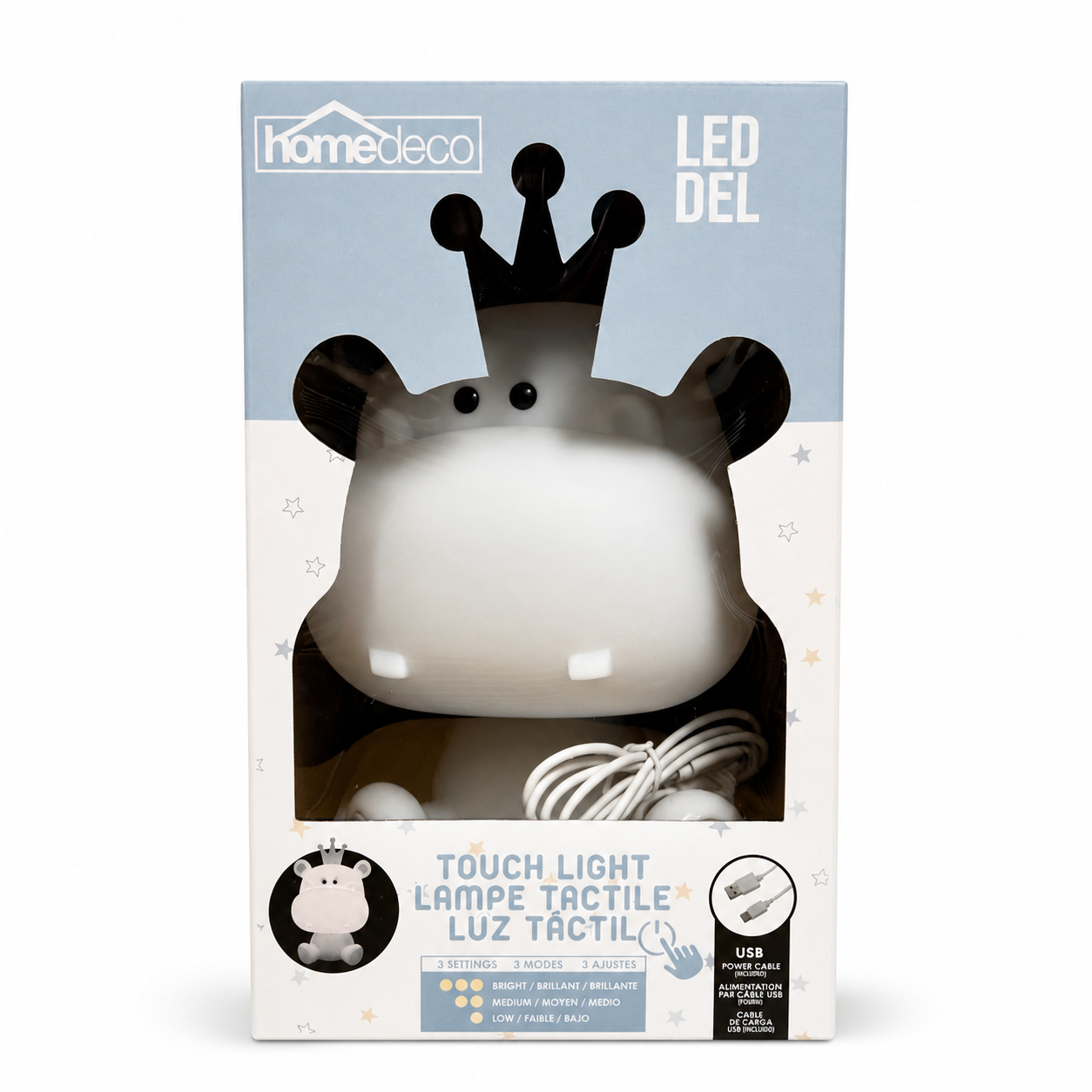 Veilleuse LED tactile Hippopotame - Blanc