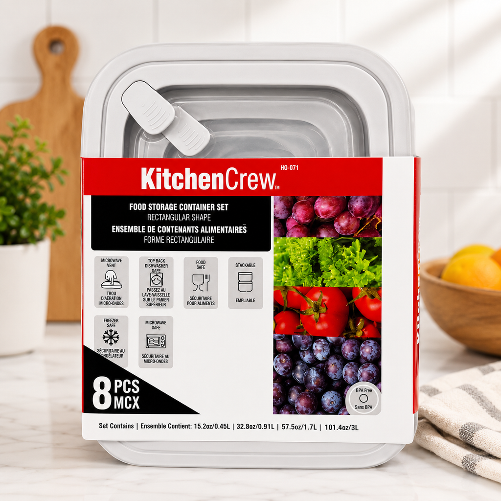 Contenants alimentaires rectangulaires KitchenCrew - 8 pièces