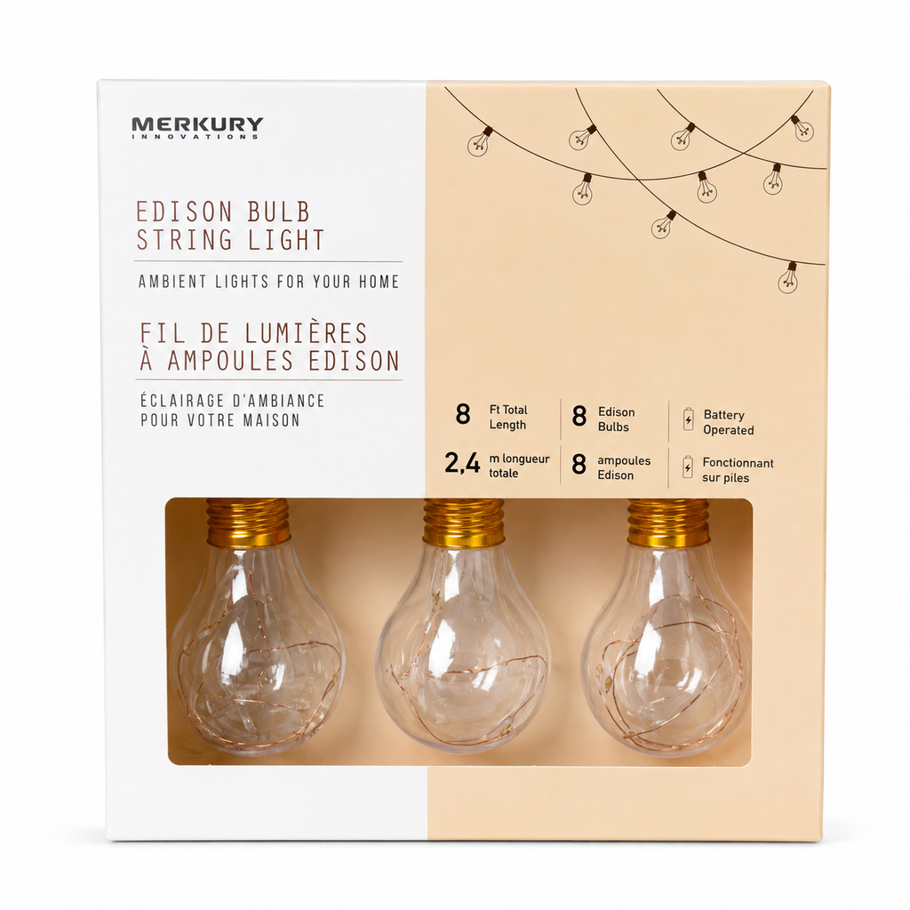 Fil de lumières à ampoules Edison – 2,4 m