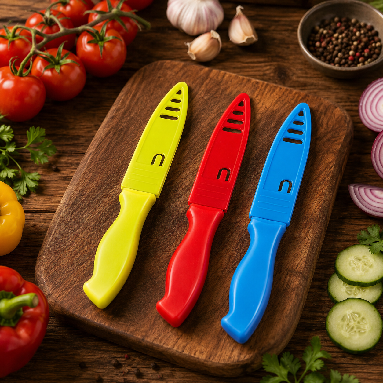 Couteaux tout usage avec étuis de protection - Lot de 3