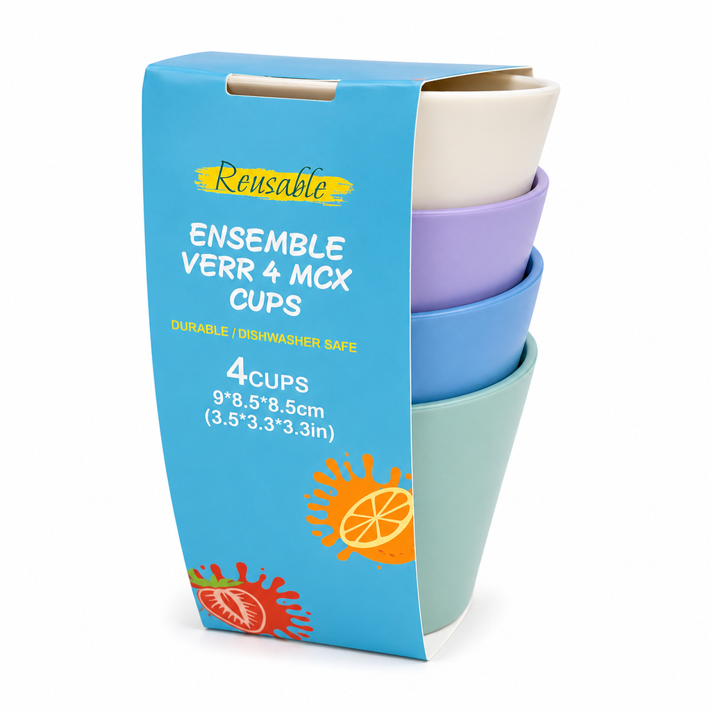 Ensemble de vaisselle réutilisable multicolore