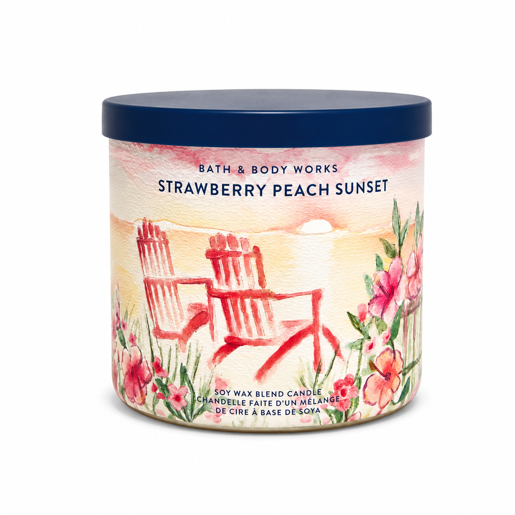 Bougie 3 mèches – Strawberry Peach Sunset