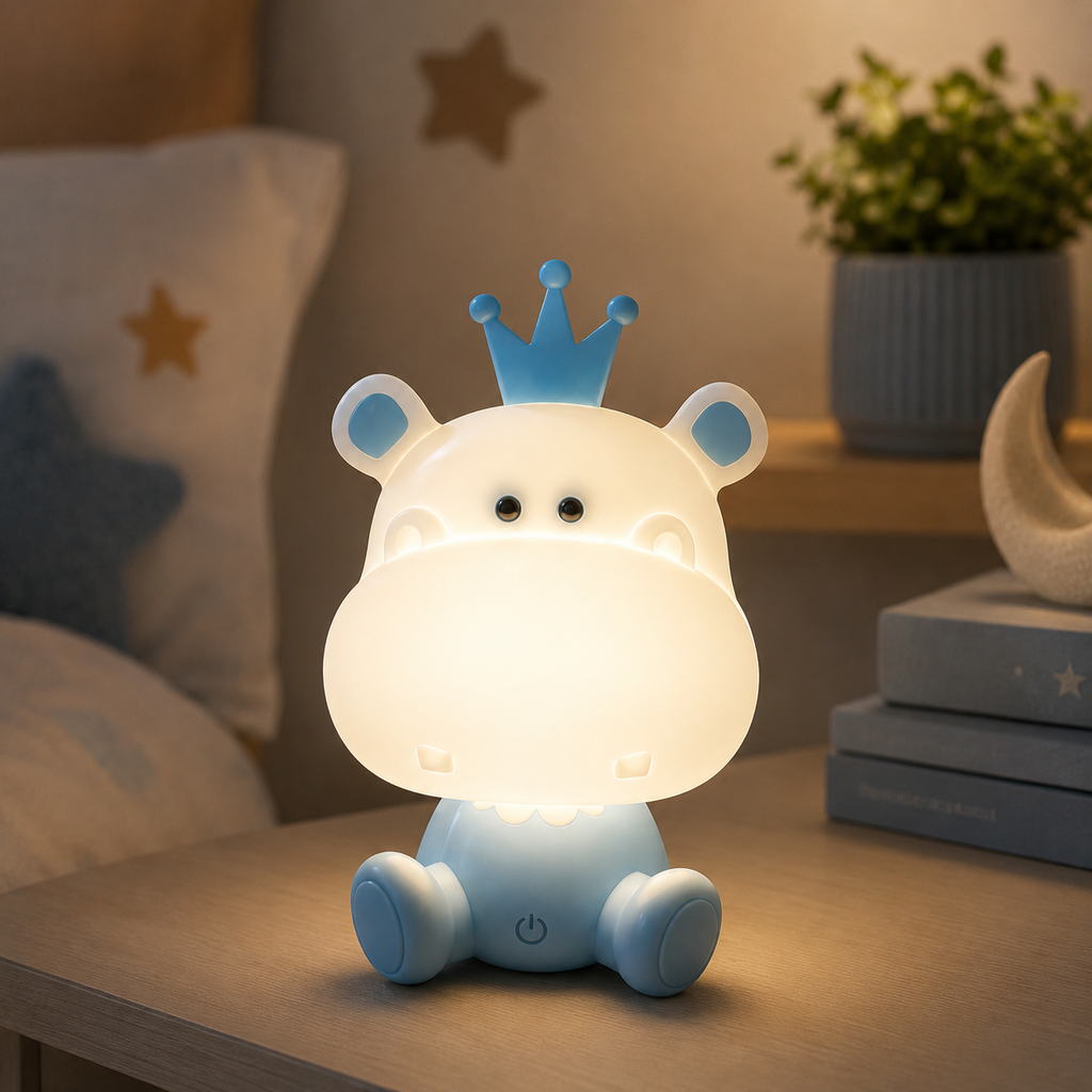 Veilleuse LED tactile Hippopotame - Bleu