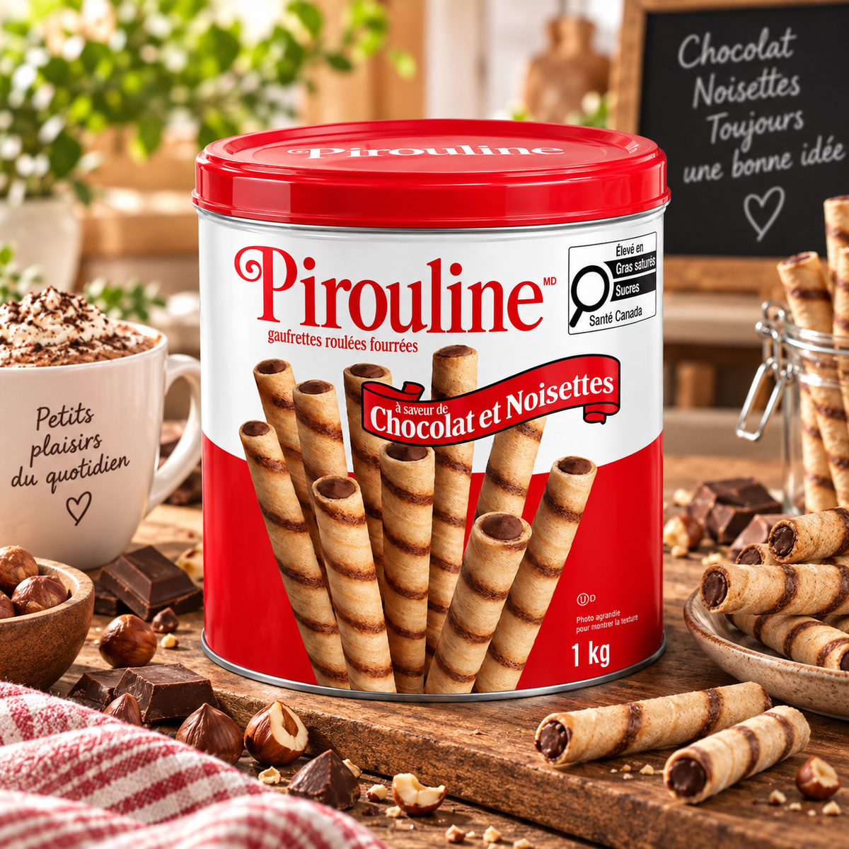 Pirouline – Gaufrettes roulées fourrées au chocolat et à la noisette – 1 kg