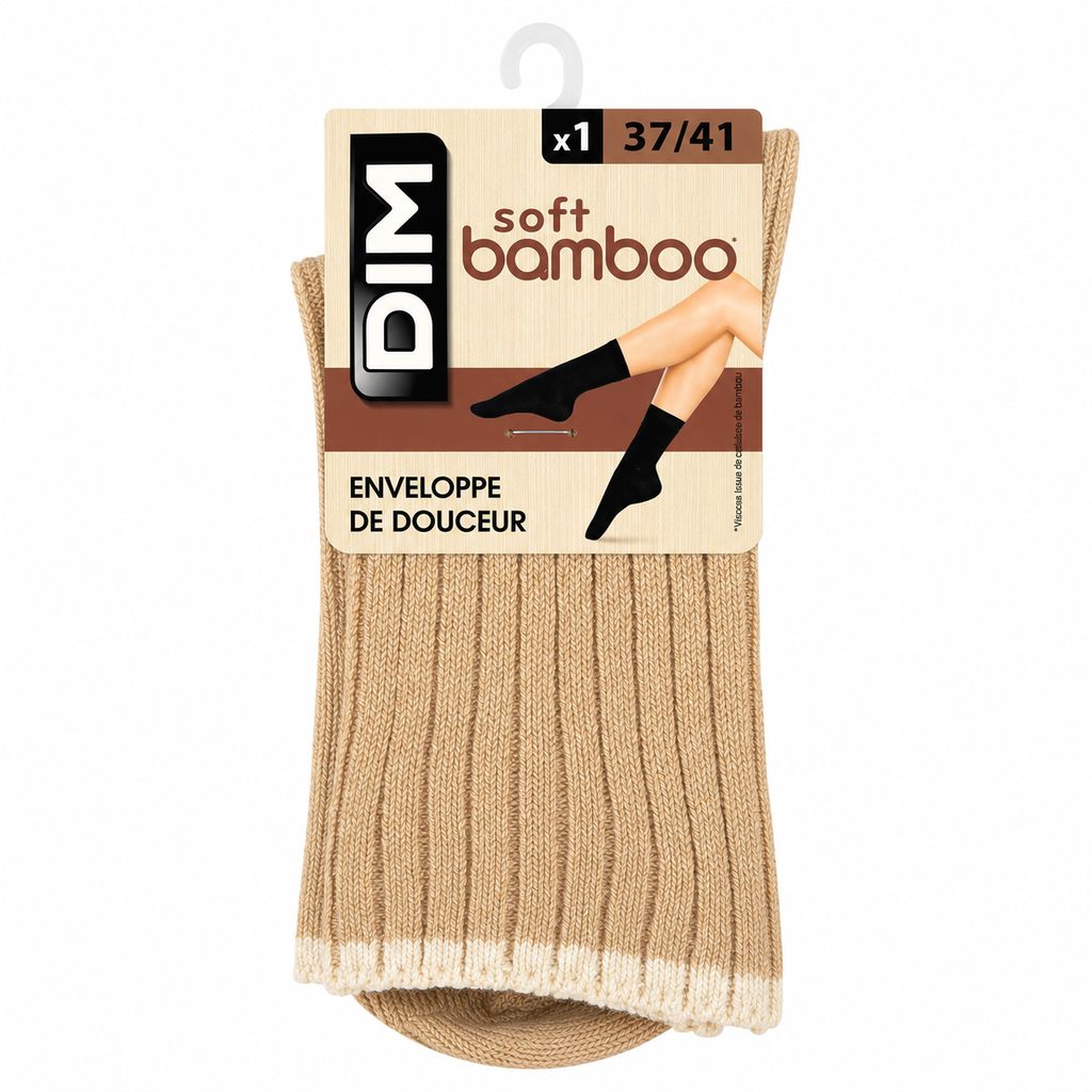 Chaussettes côtelées Dim - Beige Glace Vanille