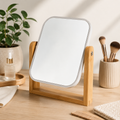 Miroir de table double face avec support en bambou