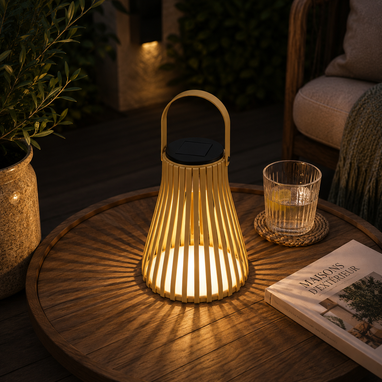 Lanterne LED solaire - Beige