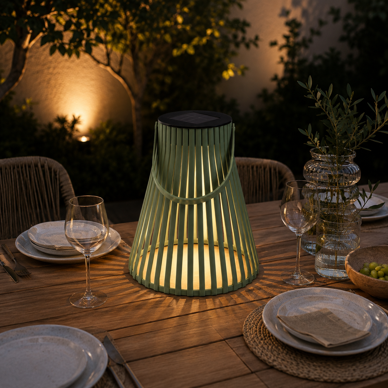 Lanterne LED solaire verte