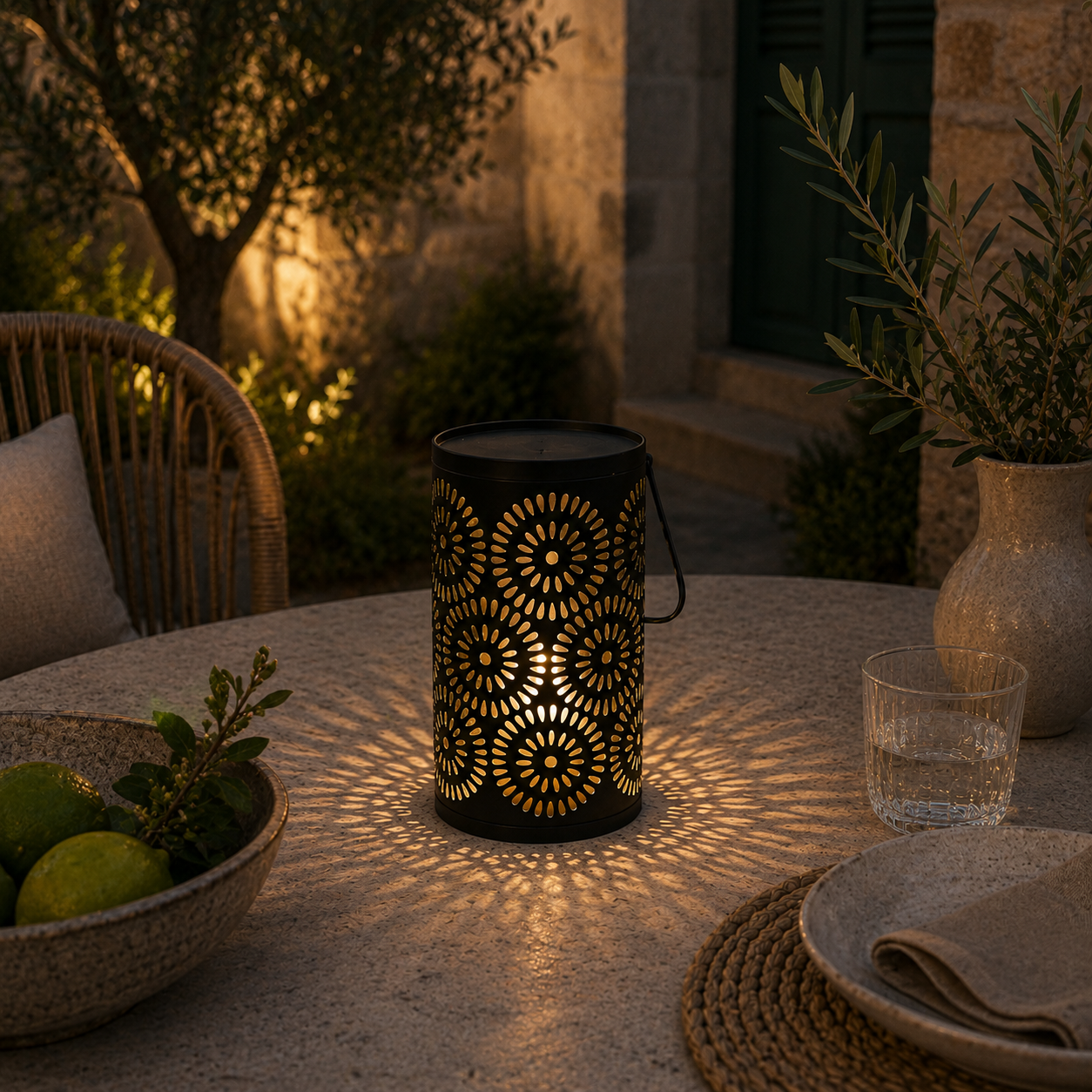 Lanterne solaire suspendue d’extérieur – Motif spirale