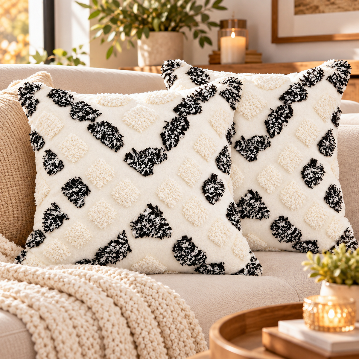 Coussin décoratif 40 x 40 cm – lot de 2