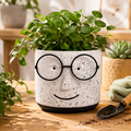 Cache-pot décoratif en céramique Bleu Foncé – Petit bonhomme à lunettes