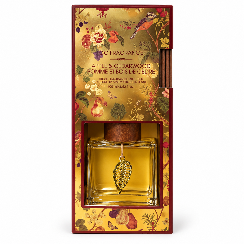 Diffuseur de parfum à bâtonnets Pomme &amp; Bois de Cèdre – 100 ml