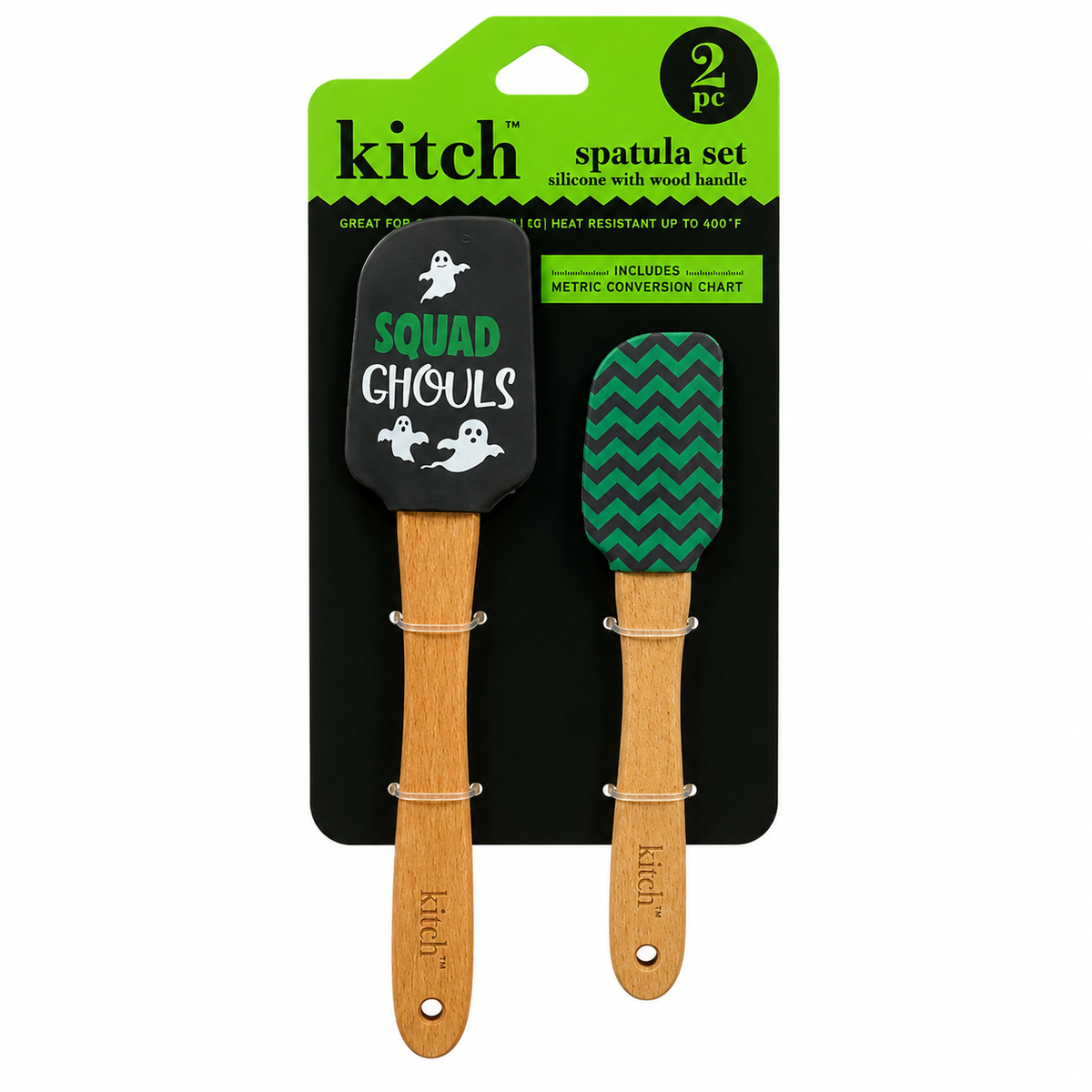 Set de 2 spatules en silicone avec manche en bois – Spécial Halloween