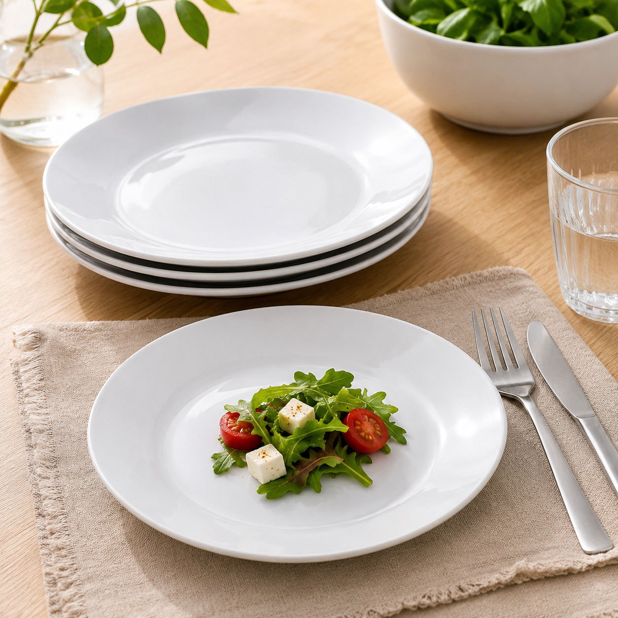 Assiettes plates en céramique - 4 pièces