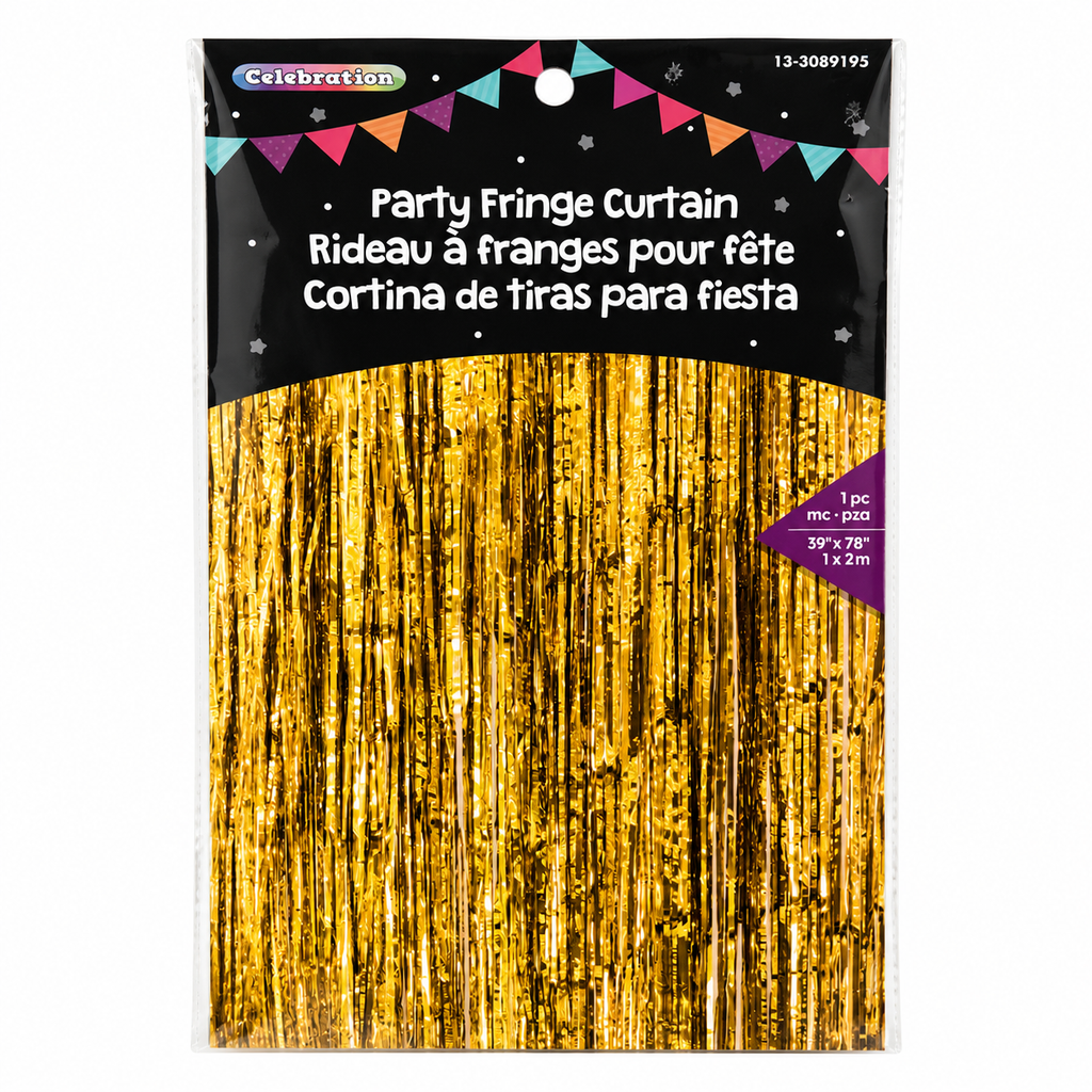 Rideau à franges doré pour fête – 1 x 2 m