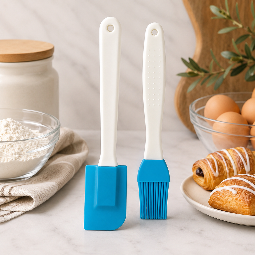 Spatule & Pinceau - Ensemble de pâtisserie en silicone Bleu