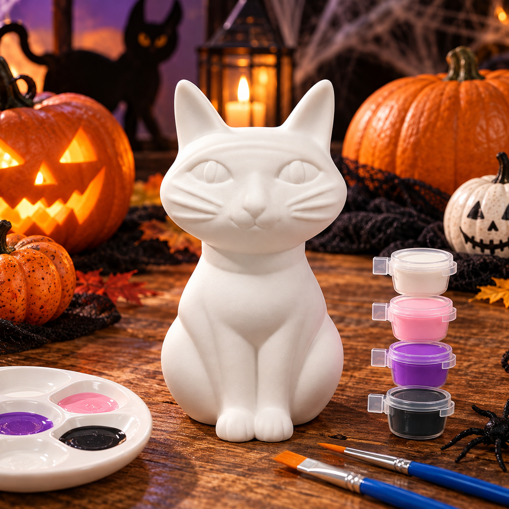 Kit créatif Halloween – Figurine de chat en céramique à peindre