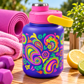 Gourde isotherme en acier inoxydable – Motif coloré