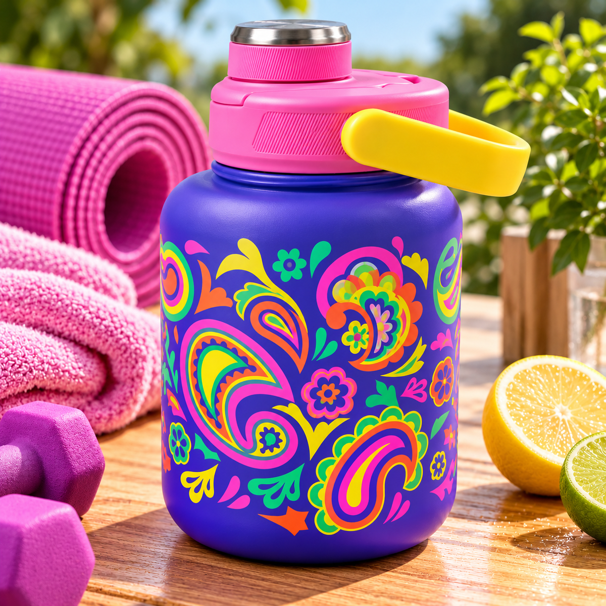 Gourde isotherme en acier inoxydable – Motif coloré