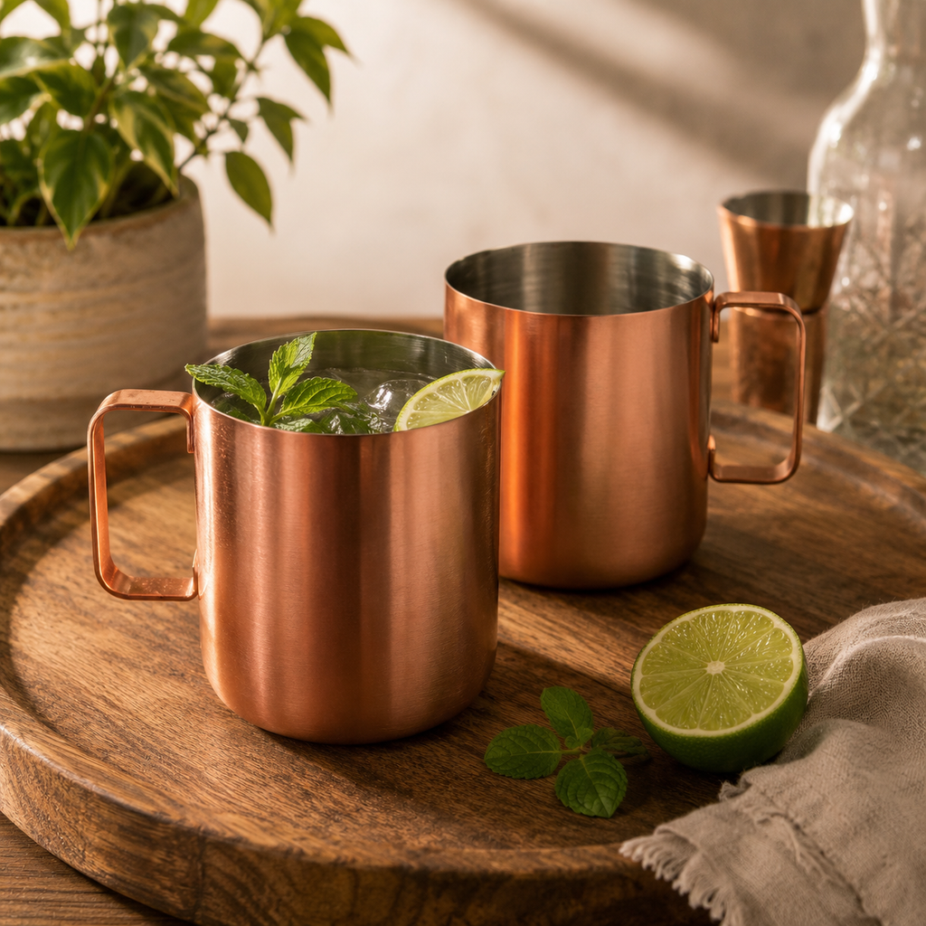 Tasses Moscow Mule en acier inoxydable brossé - Lot de 2