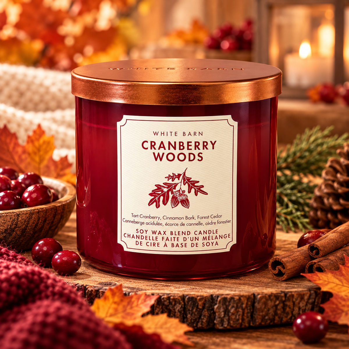 Bougie 3 mèches – Cranberry Woods