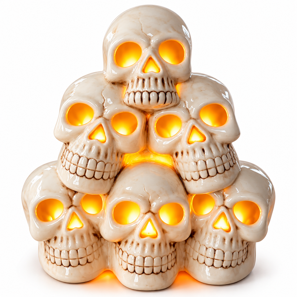 Crânes superposés lumineux – Décoration Halloween