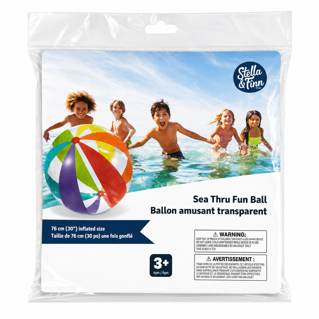 Jouet de Plage - Ballon transparent multicolore – 76 cm