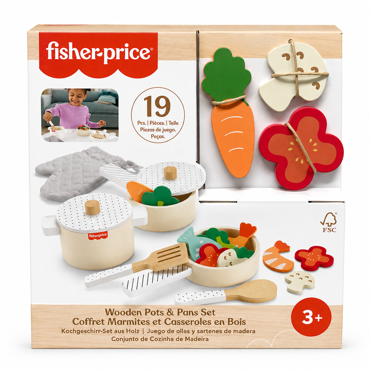 Fisher-Price – Coffret de cuisine en bois 19 pièces